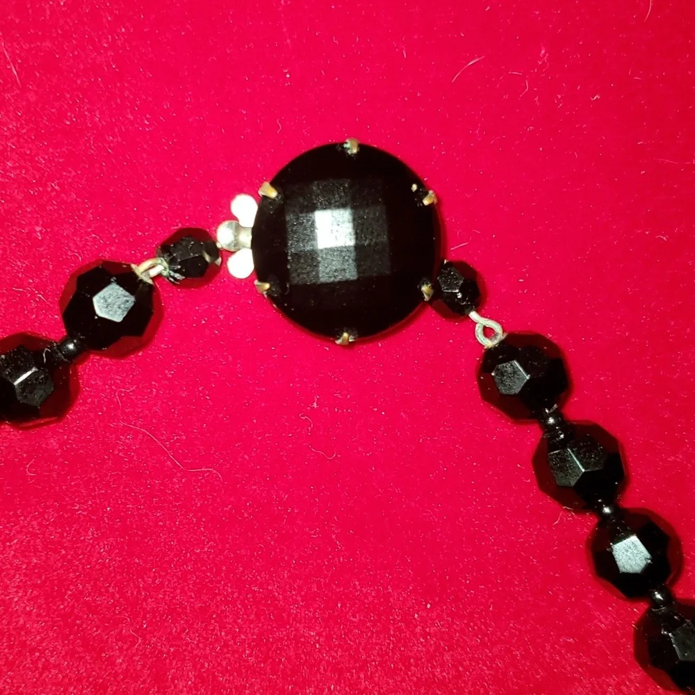 Vintage - Black Jet Glass Beaded Necklace 50s - Picture 4 of 7